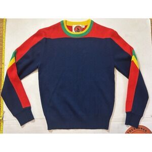 Vintage Mountain Goat Wool Blend Sweater  Large‎  Colorblock 80s Ski Rainbow